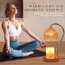 Dimmable Candle Warmer Lamp With Timer & 2 Bulbs - Height Adjustable Lotus Flower Design, Christmas Birthday House Warming Gifts For Women Mom, Jar Candle Wax Melt Warmer For New Home Decor - Màu Cam cháy - Xem 5