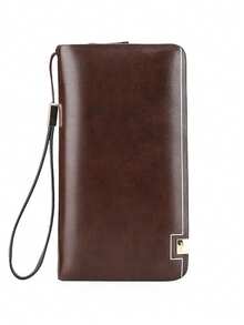 1pc Multi-Compartment Minimalist Business Men's Clutch Bag, Made Of Premium PU Leather, Large Main Compartment Fits Phone, Cards And Other Essentials, Suitable For Various Occasions - Multicolor - View 3