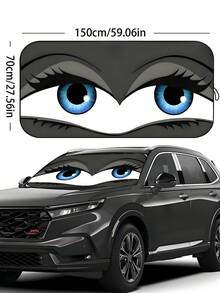 Middle Size Foldable Car Windshield Sun Shade, Automotive Accessories For Front Windshield Sun Visor, Summer Warm Protection, Reflective Car Front Window Sunshade | Durable 190T Material Blocks UV And Heat Protection | Car Interior Accessories