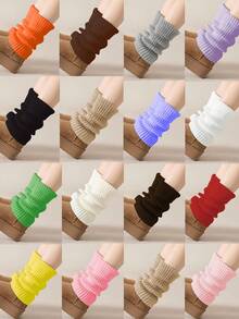 1/3/5/10/20/30 Pairs Of Women's Leg Warmer, White Knitted Warm Calf Socks, Suitable For Autumn And Winter. Women's Slouch Socks, Warm, Prevent Air Leakage At The Cuffs, Chunky Knit Detail Soft Warm Keeping & Fashionable Layering Function Autumn And Winter, Warm And Comfortable,White Leg Warmers Leg Warmers - Multicolor - View 10