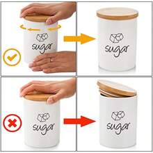 WSXC AVLA 3 Pack Ceramic Canister Set 30/22/12 OZ Kitchen Airtight Food Storage Jar With Bamboo Lids Coffee Sugar Tea Storage Containers Pots Jars For Counter Farmhouse Kitchen Decor White - White - View 4