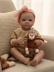 Bettie Doll head 1-4 1个18英寸可爱贝蒂女婴娃娃，全身可水洗，柔软乙烯基材质，栩栩如生，手工涂绘，防水柔软触感，包含服装、奶瓶、安抚奶嘴，是送给家人的收藏礼物和纪念品 | 逼真的儿童娃娃 | 细节逼真，重生娃娃 - 彩色 - 查看 3