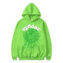 Couple Hoodies Letter Print Men's Women's Hooded Set Y2K Pattern Hoodie Street Fashional Hooded Set Neutral Hip Hop Casual Graffiti Printed Hooded Set  Spring/Fall    Regular Fit    Drawstring  Pocket    Halloween - Green - View 4