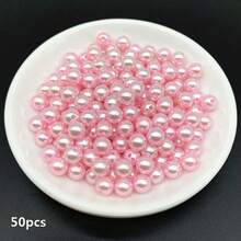 4/6/8/10mm Pink Acrylic Round Beads For Jewelry Making Mobile Phone Chain DIY Fashion Bracelet Necklace Decoration Accessories - Pink - View 10