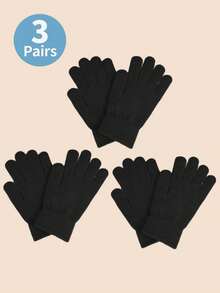 2 Pairs Unisex Solid Color Simple Knitted Full Finger Gloves, Warm For Autumn/Winter, Daily Life, Outdoor And Leisure Halloween Accessories Winter Gloves