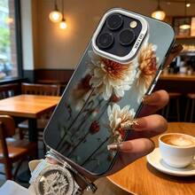 Funda de Teléfono Diseño Floral Transparente con Flores Blancas y Marrones para  14 Pro Max  13 Pro  Galaxy S23 S22 Plus Ajuste Universal para Todas las Estaciones Opción de Regalo Ideal - Negro - Ver 6