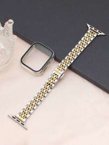 14毫米超薄银色和金色金属可调节7珠表带,兼容 Ultra/Series 3/2/1/SE/S11/S10/S9/S8/S7/S6/S5/S4/S3/S2/S1,尺寸38毫米/40毫米/41毫米/42毫米/44毫米/45毫米/46毫米/49毫米,附赠屏幕保护膜和保护壳,适合作为送给男友/女友的礼物,日常穿搭配饰。 - 銀間金 - 查看 4