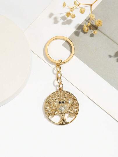 1pc Fashionable Korean Exquisite High-End Luxurious Owl Shaped Crystal Rhinestone Glass Keychain Bag Charm Decoration