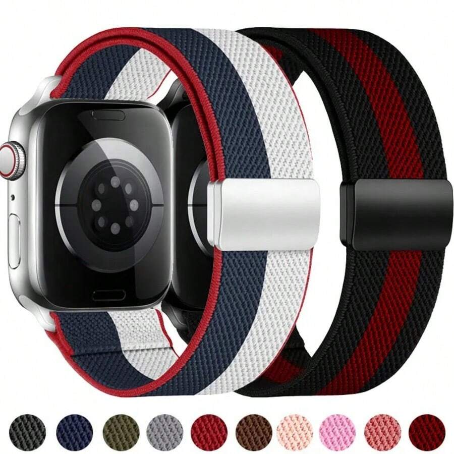 Pulseira Tecelagem nylon com Fecho irmã Compativel para Apple watch 11 10 46mm 42mm serie 11 10 9 8 7 5 6 4 3 Se 38/40/41/42/44/45 - Multicolorido - Visão 1