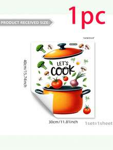 1/2/3pcs Creative Kitchen Pot Pan Wall Stickers, Includes Vegetable, Tomato, Onion, Greens And Egg Patterns, Home Decor Stickers. Suitable For Indoor And Outdoor Decoration, Ideal For Thanksgiving, New Year Home Decor And Gifts. - Multicolor - View 9