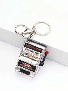 1pc Mini Slot Machine Keychain, Fashionable Keyring Suitable For Key, Bag Or Decoration Car Accessories Bag Charm School Cute Goth Y2k - Silver Slot Machine - View 1