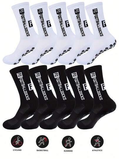 1/4/6 Pairs Of Men's Non Slip Rubber Sole Football Socks, 1 Pair Of Sports Socks Set 8pcs/12pcs