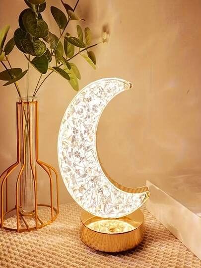 1pc Rechargeable Crystal Moon Lamp, Realistic Moon Bedside Lamp, Dimmable Moon Night Light, Decorative Moon Shaped Table Lamp, Desk Lamp, Stepless Dimming Touch Lamp, Bedroom Touch Lamp, 3 Color Temperatures, Type-C Port, Rechargeable Desktop Decor Lamp, Touch Switch, Suitable For: Bedroom, Room, Desk, Living Room, Camping, Home Bedroom, Atmosphere, Lighting