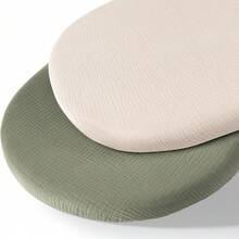 2 Packs Muslin Bassinet Sheets For Baby Neutral, Soft Breathable Cotton Fitted Sheets For Oval, Rectangle, Hour Glass Bassinet Mattress/Pad - Multicolor - View 18