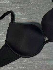 舒适简约露背式文胸，无缝深V性感针织女士内衣，法式优雅无钢圈休闲百搭防下垂文胸 - 黑色 - 查看 9