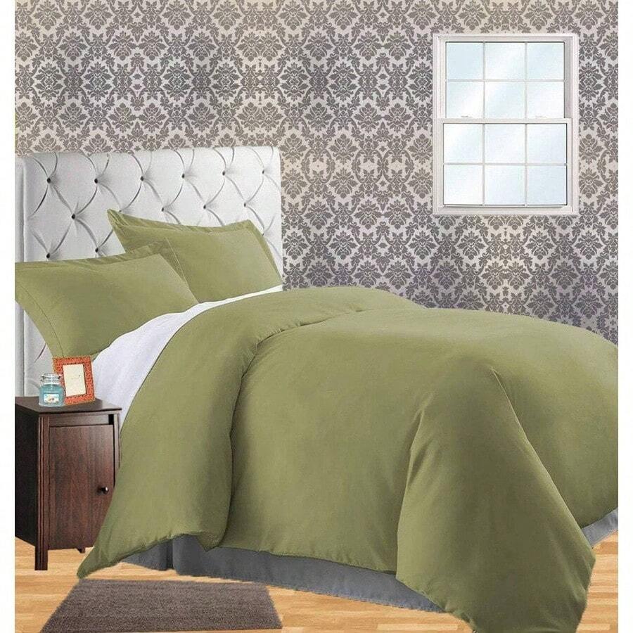 LinenWrinkle Fade Resistant 2 - Piece Duvet Cover Set - Protects and Covers your Comforter/ Duvet Insert, 1500 Series LUXURIOUS HypoAllergenic - Silky Soft, Twin/Twin XL, Sage - Green - Individual/Individual XL + Salvia verde - Ver 1