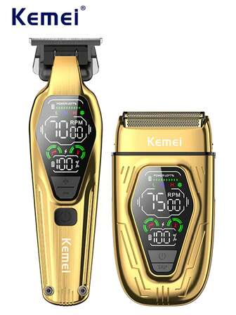 Kemei Professional Hair Clipper Set, Zinc Alloy Body, Men's Electric Hair Clipper, Men's Shaver, Beard Trimmer, USB Rechargeable, LCD Display, Suitable For Home And Salon Use, Gift For Men