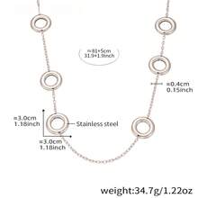 Autumn And Winter Versatile Stainless Steel Sweater Chain Large Circle Two-Tone Design European And American Simple Personality Long Non-Fading Sweater Coat Elegant Accessory - P932-鋼色項鍊81+5cm - 查看 10