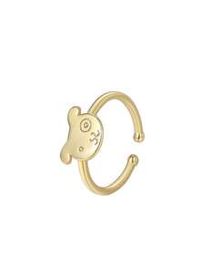 Charm-In 1 pieza Anillo ajustable de oro de 18 quilates chapado en latón con forma de corazón, geométrico y de cachorro con circonita cúbica, regalo para el Día de San Valentín, Día de la Madre - Dorado - Ver 12