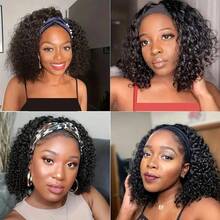 Deep Wave Headband Wigs Short Bob Put On And Go Wigs Glueless Jerry Curly Wigs For Women - 200% Density Brazilian Deep Curly Headband Wig Full Machine Made Wig Natural Color For Daily Use Exercise Beginner Friendly For Christmas Gift - Natural & Black - View 7