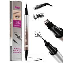 W3W 2-In-1 Eyebrow Pencil & Eyeliner, Natural Waterproof Sweat-Resistant Long-Lasting Buildable Eyebrow Pencil, Women Dual-Ended Micro-Sculpting Eyebrow Pencil, Waterproof, Creates Defined Natural Brows, With Built-In Eyebrow Brush