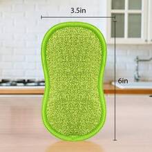 3/6 Pack Multi-Purpose Scrub Sponges For Kitchen  Non-Scratch Microfiber Sponge Along With Heavy Duty Scouring Power - Effortless Cleaning Of Dishes, Pots And Pans - 淺藍色 - 查看 9