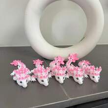 1pc 3D Printed Cherry Blossom Dragon Joint Movable Desktop Ornament - Realistic White And Pink Floral Design, Fine Craftsmanship, Perfect Birthday Gift, Home Decoration, Collectible Small Statues, Dragon Decoration, Exquisite Craftsmanship - Multicolor - View 8