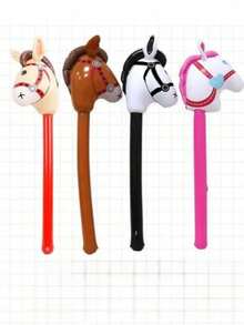 1个充气马头游戏棒，棕色/黑色/白色/粉色PVC材质，舞台表演道具/派对娱乐充气马头棒，派对游戏，派对礼物，团队游戏，户外游戏，万圣节礼物，圣诞节礼物 - 彩色 - 查看 3