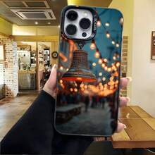 Cubierta de telefono con diseño de campana navideña azul oscuro para iPhone 14 Pro Max con texto SO COOL ideal para uso diario en cafeterías y eventos festivos - Negro - Ver 4