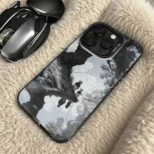 Funda para teléfono con impresión de paisaje de pesca en gris, negro y blanco para  14 Pro Max,  13 Pro,  Galaxy S23, S22 Plus, ajuste universal para todas las estaciones, opción de regalo ideal - Plateado - Ver 5