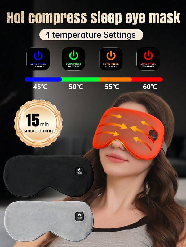Wireless Heated Eye Mask, Warm Eye Compress, Relieve Dry Eye, 3 Adjustable Temperature Levels, USB Rechargeable Electric Eye Pad, Suitable For Eye Care And Travel, Washable Eye Mask, Effectively Relieve Eye Discomfort