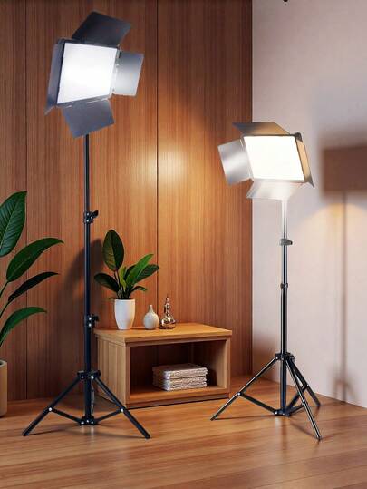 63" Tripod, 10" Square Softbox LED Photography Lighting Kit, USB Powered, 3 Adjustable Color Temperatures, 4 Diffuser Panels, For Indoor Photographic Lighting