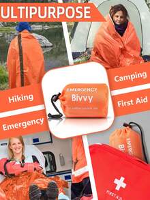 Portable Emergency Sleeping Bag, Survival Shelter Bag, Polyester Film Insulated Emergency Blanket, Lightweight Portable Shelter, Suitable For Camping, Hiking, Outdoor Activities, Backpacking, Outdoor Enthusiasts, Disaster Preparedness, Winter Sleeping Bag - Orange - View 5