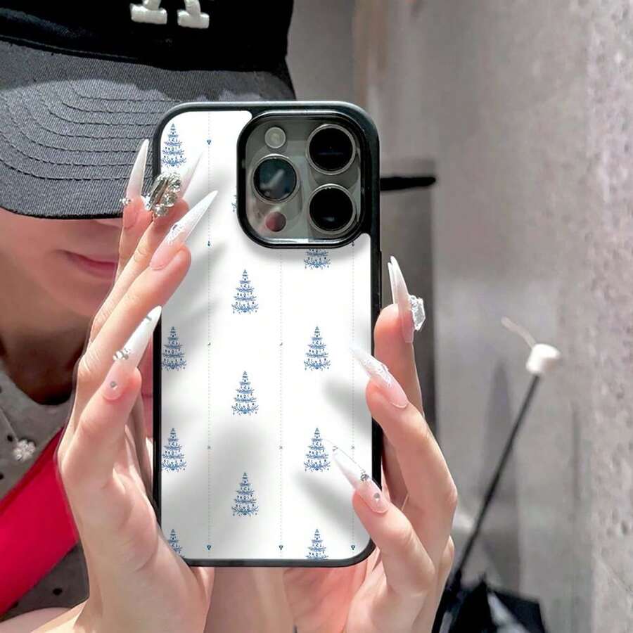 1 pieza Funda de teléfono a prueba de golpes y caídas, Azul, árboles, repetido compatible con iPhone 17, 17 Pro Max, 17 Air, 16, 16 Plus, 15, 14, 13, 12, 11, XS, XR, X, 7, 8 Plus, Pro Max, Mini, 13 Pro Max, 16 Pro Max, resistente al agua y a los arañazos - Negro - Ver 1