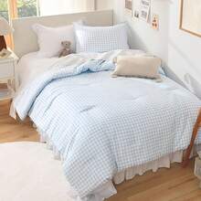 Checkered Comforter Twin (66x90Inch), Black White Plaid Gingham Bed Set, Lightweight Microfiber Geometric Preppy Bedding, 2 Pieces, Bedding F2BF - 13 - Gingham - Xanh dương - Xem 7