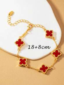 1 件优雅幸运四叶草女士手链，适合夏季日常佩戴，送给朋友的绝佳礼物