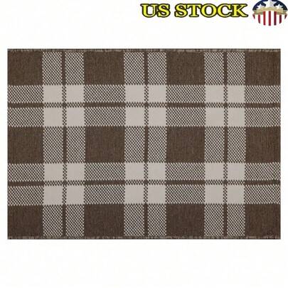 Reversible Buffalo Plaid Stripes Indoor Outdoor Scatter Rug Durable Weather Resistant Accent Rug High Traffic Areas