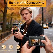 Nicamery Máy ảnh kỹ thuật số 4K, tự động lấy nét, camera quay video WiFi 64MP nâng cấp với màn hình lật 3 inch 180°, zoom kỹ thuật số 16X, máy ảnh du lịch cầm tay dành cho người mới bắt đầu, bao gồm 2 pin, màu đen [Thẻ nhớ bán riêng] - màu đen - Xem 5
