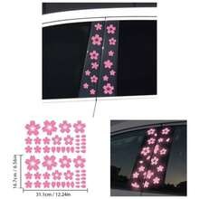 High Intensity Reflective Flower Car B - Pillar Sticker Self - Adhesive Cherry Blossom Center Pillar Decal Waterproof Vinyl Decal Car Window Bumper Decor Pink - 粉色 - 查看 1