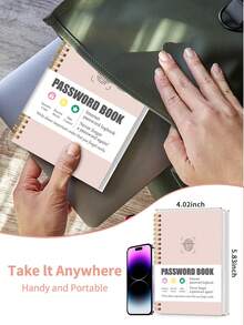 1本A6密码笔记本 - 快速互联网密码记录簿，包含网站、用户名、地址簿、纪念日、生日和备注，适用于家庭、返校、办公室、女士办公桌，记录互联网登录信息 - 彩色 - 查看 5