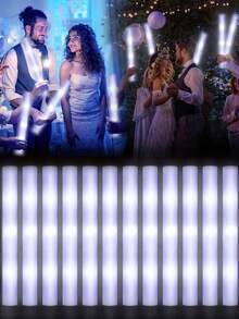 36 件 LED 白色泡沫棒白光闪光欢呼棒婚礼棒婚礼新娘礼物派对单夜灯狂欢派对发光氛围用品夏季生日礼物海滩返校学校用品房间装饰