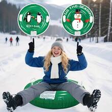 1pc Thick PVC Inflatable Snow Tube, Anti-Tipping, Outdoor Adult Thick Snow Tube, Cold-Resistant Snow Tube Mat, Green Snowman Snow Tube - Christmas Gift - Multicolor - View 2