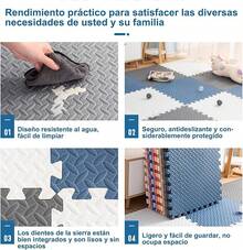 Tapete para Ejercicio, tapete para, Piso para Gym para de Espuma EVA, Tapete Foamy con 3 Colores para Yoga, Gym y Hogar (30 * 30 * 1CM) Noóxico, Antideslizante - ‎Azul+Blanco+Gris - Ver 5