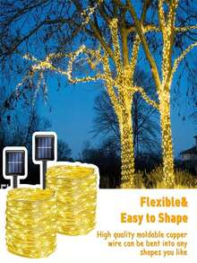 1pc 50/100LED Solar Christmas String Lights, 8 Modes Decoration Lights, Holiday Scene Decoration, Ambient Lights, Holiday Party Supplies For Party, Garden, Patio, Home, Wedding Holiday Decoration Lighting
