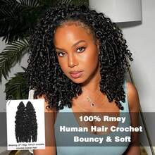 Aopusi Human Crochet Hair Burmese Curly 18 Inch 120g Human Feather-Line Invisible Pre Separated Knotless Crochet Hair For Women 3c4a Braiding Twist Hair Extensions Afro Kinky Curly 100 Strands Will Give You Shining Look For Daily Life, Like Wedding,Makeup,Lashes, Dates, And Theme Parties And So On Pelucas De Cabello Humano Human Hair Wigs Glueless Human Hair Wig - Natural Black - View 7
