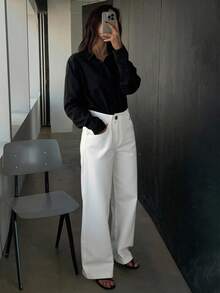 DAZY Women's Regular Waist Banana Leg Casual Jeans - White - View 6