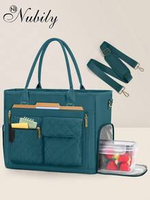 All-In-One Teacher Tote Bag With Insulated Lunch Compartment & 15.6 Inch Laptop Sleeve, Lightweight Nurse Work Bag For Women, Multi-Pocket Organizer For Work & Commute - Màu xanh lá cây đậm - Xem 10