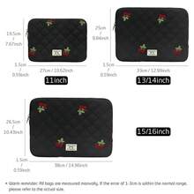 Cute Cherry Floral Puffy Tablet Sleeve Compatible With Ipad Pro 11-Inch , Laptop Sleeve Bag Cover Girly Puffy Quilted 13-14 /15-15.6 Inch. Computer Bag For Women Gift. Carrying Case Cover 14 /16 Inch, 13 Inch Quilted Design Soft Cute Puffer Bag Case For College Students - Black - View 10