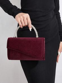 Sac à main élégant et scintillant pour femmes, sac à bandoulière avec strass brillants, sac de soirée pour femmes, convient parfaitement pour les fêtes, les mariages, les danses, les dîners/banquets, le meilleur cadeau pour les femmes - Rouge foncé - Voir 2