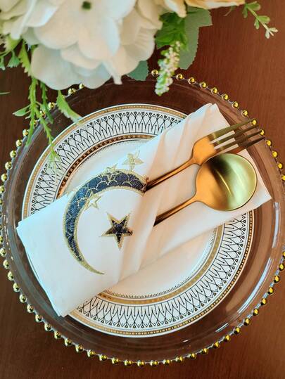 Servilleta de cocina bordada de 100% poliéster, diseño elegante, resistente a las manchas y al aceite, paño cuadrado para la cocina, mesa de comedor, escritorio, tocador, decoración del hogar, sala de estar, dormitorio, patio, interior/exterior, camping, villa, fiesta, gabinete, reunión familiar, restaurante, fiesta, decoraciones de boda, 1 pieza/2 piezas/4 piezas de servilleta